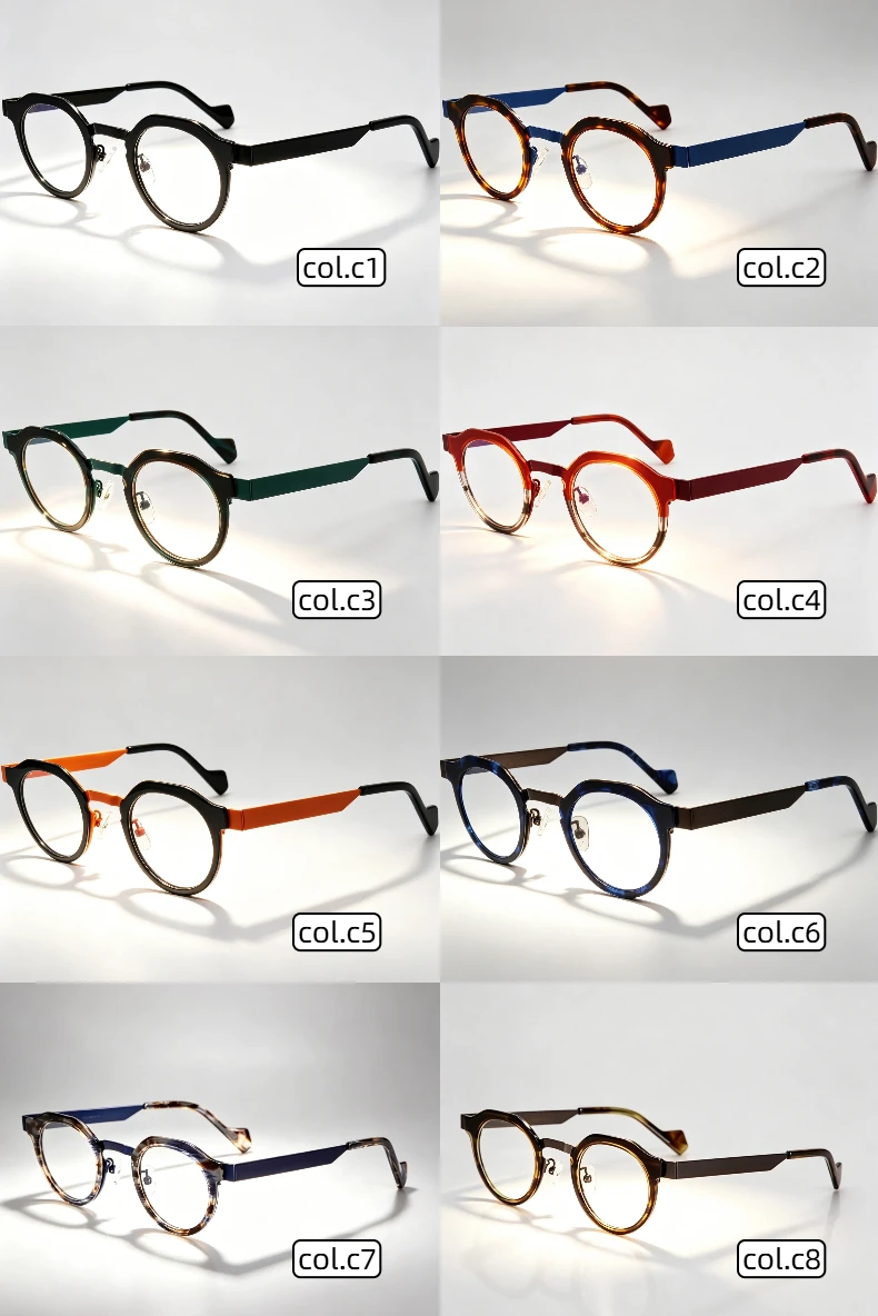 Retro Hochwertige Acetat-Brillen, handgefertigt in Japan, mit einem runden, modischen Rahmen, Unisex-Designer-Markenbrille. – Detail 10
