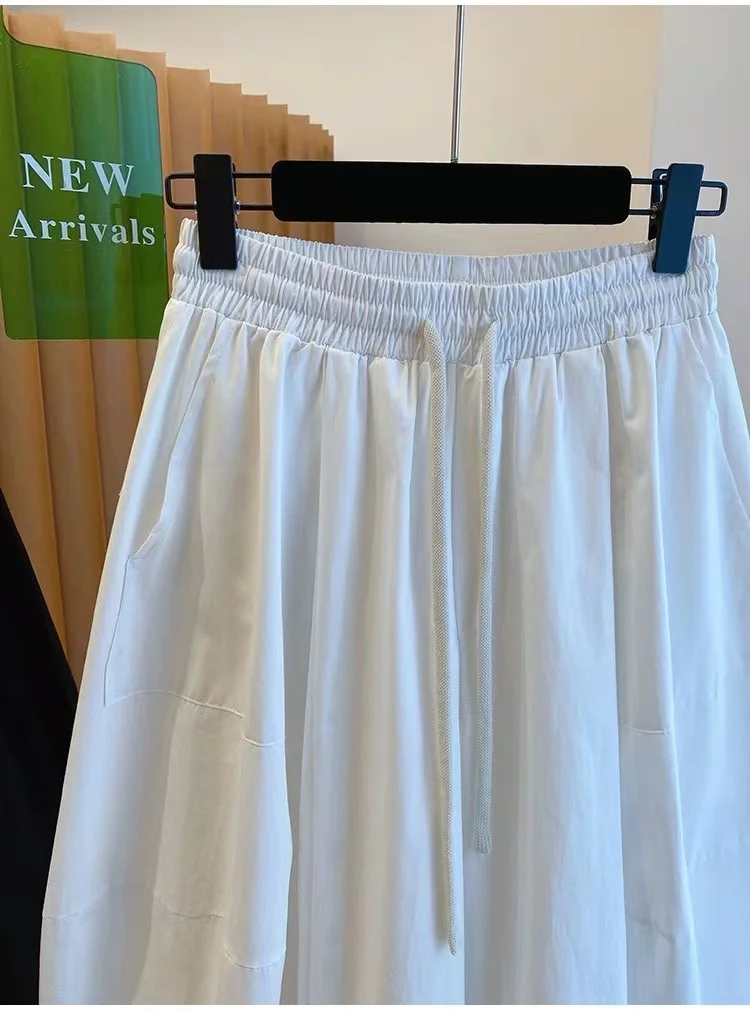 Hoge taille wijde pijpen broek dames zomer losse casual bloeierbroek zeven voet rokbroek Koreaanse Sle straight cut broek