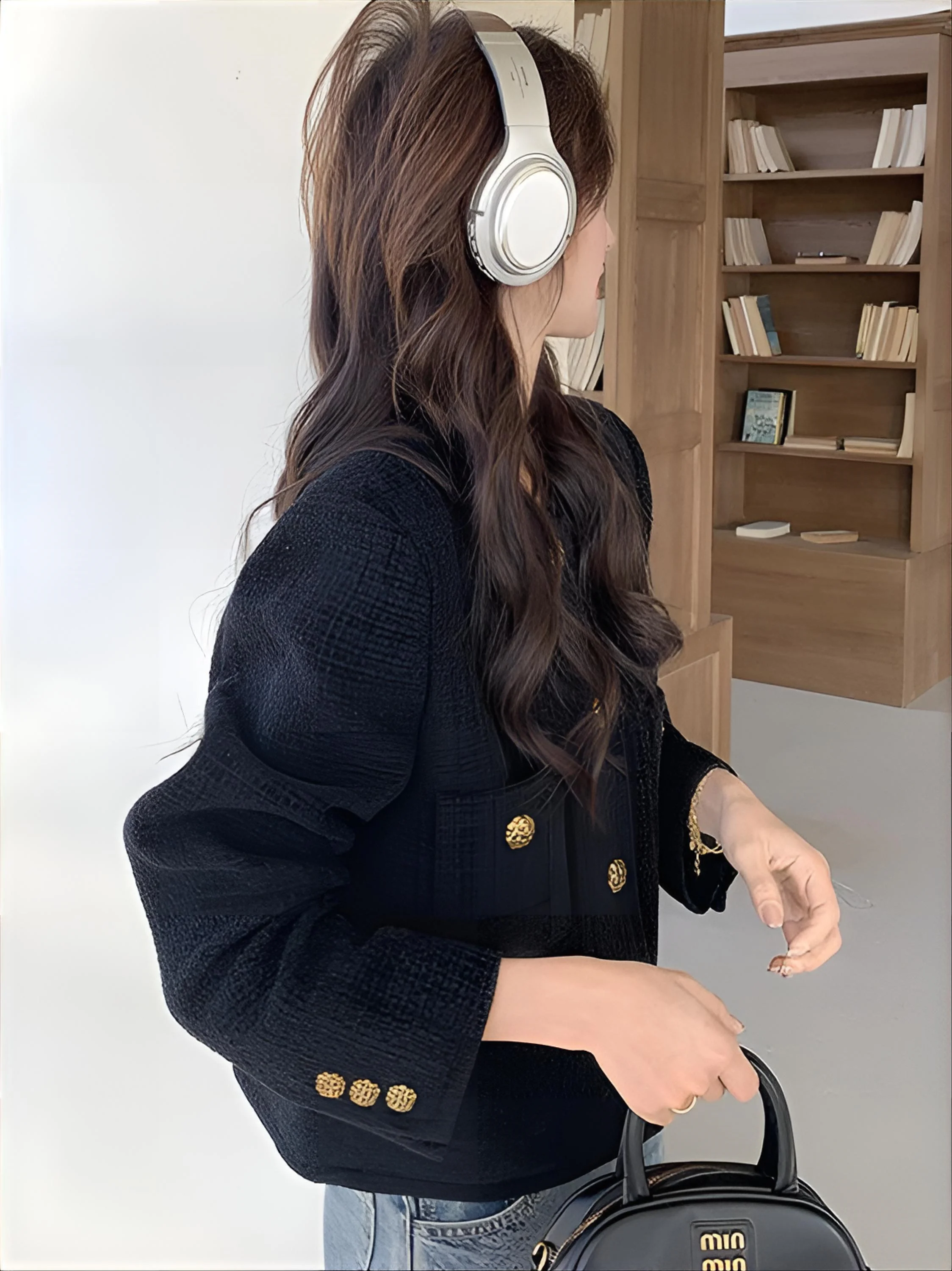 

Твидовый жакет темно-синий для девочек и женщин, зимний, стильный, модный, трендовый, бесшовный, пышный, ретро, бомбер, рэйсер, влагоотводящий, стереоскопический