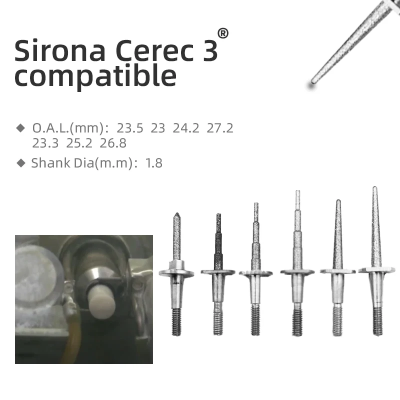 Sirona Cerec 3 Compact Milling Burs - Step 10 Bur Dentistry Tools for Dental Materials Lithium Disilicate Ceramics Cutter