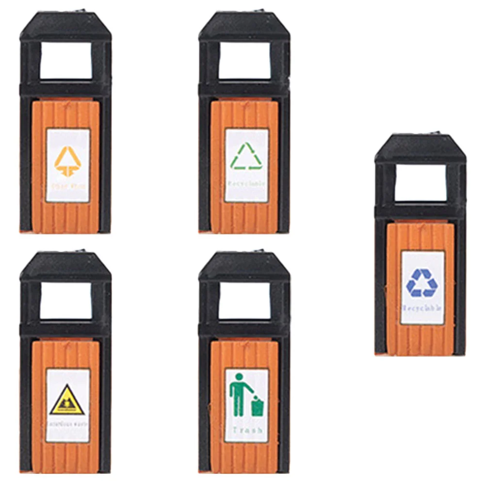 5 Pcs Mini Trash Can DIY Model Small Garbage House Apartment Decoration Decorative Sand Table Abs