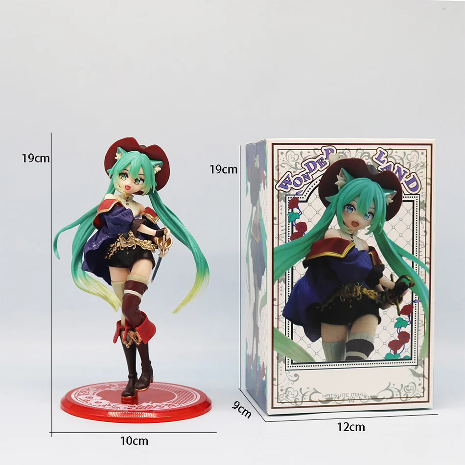 Hatsune Miku Desktop Cute Action Figure Tale Wonderland Miku Puss in Boots Anime Figurine Kawaii Girl Model Toy Adorable Decor