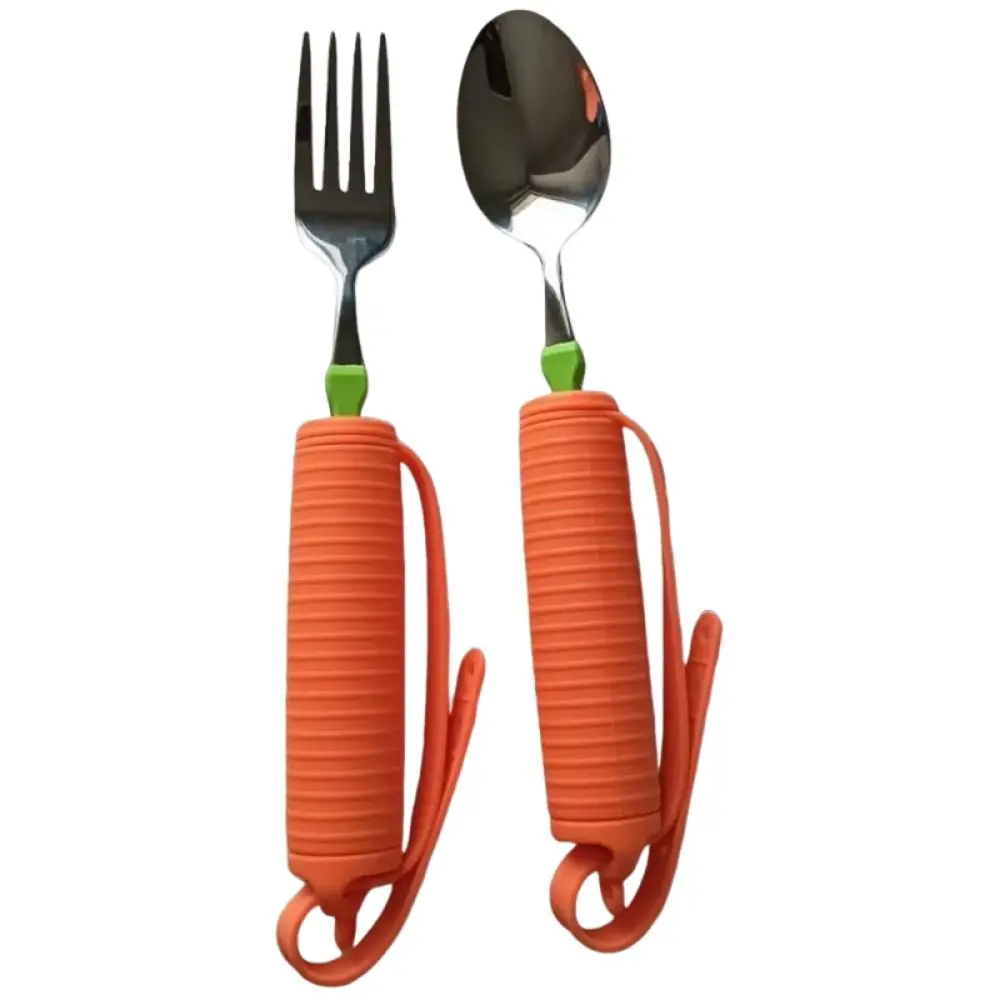 Anti-Shake Stainless Steel Fork and Spoon Ergonomic Portable Food Aid Spoon Lightweight Easy To Use Elderly Auxiliary Tableware