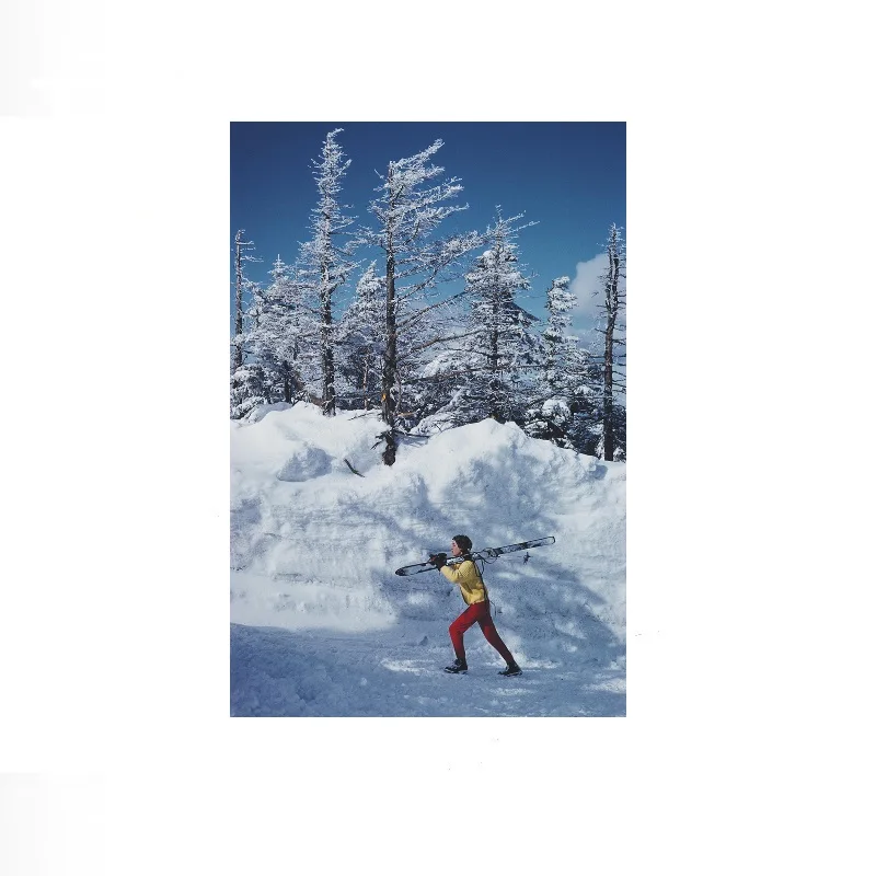 Slim Aarons Skier in Vermont, 1962, Print Art Canvas Poster, Living Room, Home Wall Decor Picture