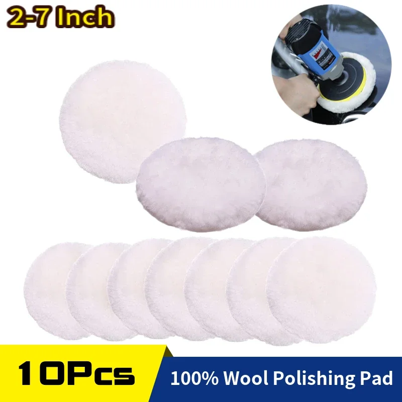 

Wool Polishing Pad 2 to Inches Soft Sheepskin Buffing Pads with Hook and Loop Back Wool Cutting Pad Car Furniture Glass