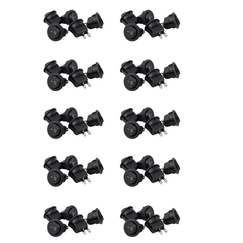 

SYW-50Pcs SPST Черная кнопка включения/выключения Круглый кулисный переключатель переменного тока 6A/250V 10A/125V