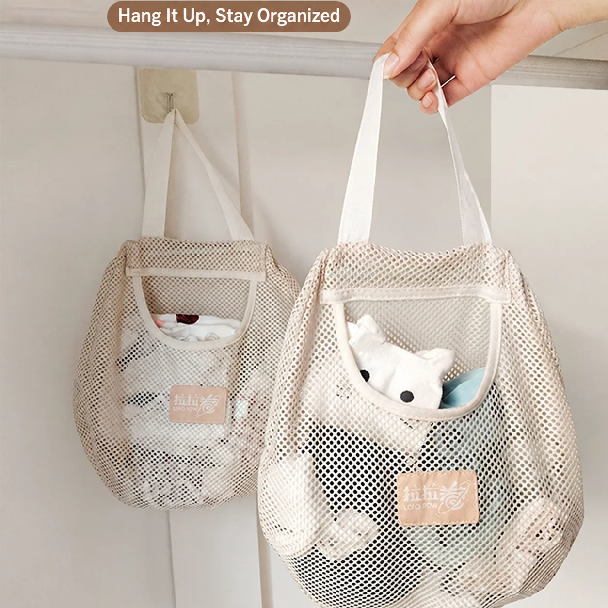Socks Storage Bag Reinforced Hanging Mesh Storage Bag Hanging Organizer Washable Polyester Storage Bag For Drawer Space Behind