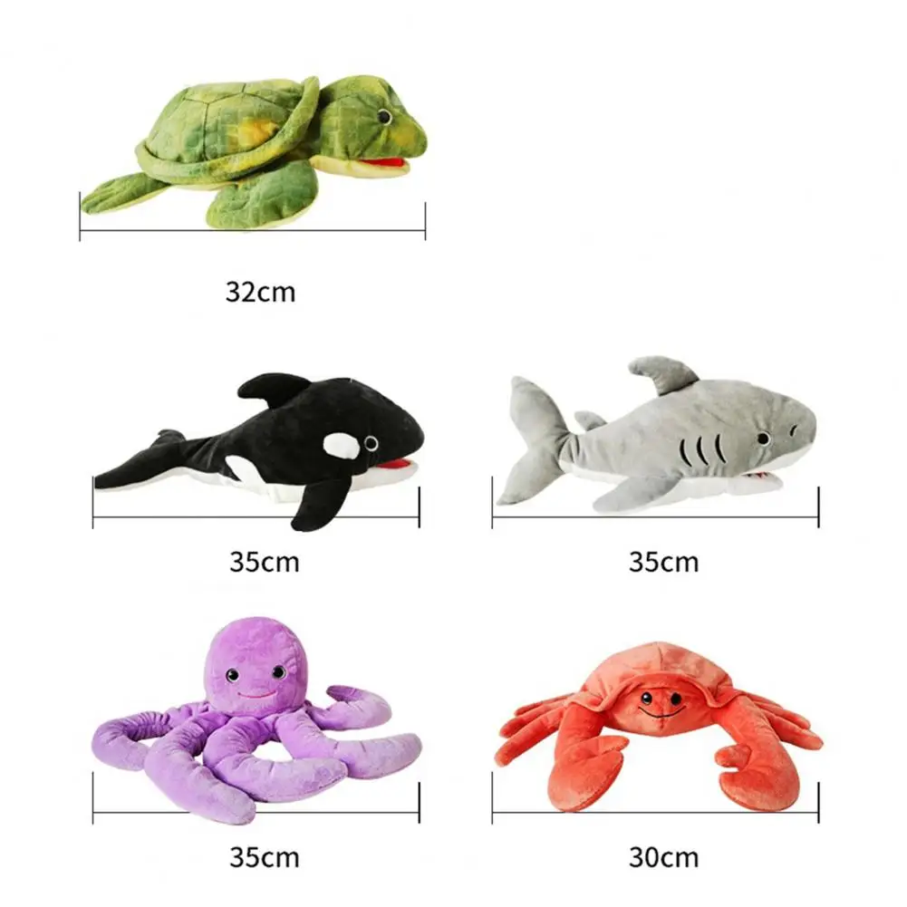 Plush Sea Animal Hand Puppet Movable Mouth Shark Whale Turtle Octopus Crab Hand Puppet Role Playing Pretend Play Doll Storytelli