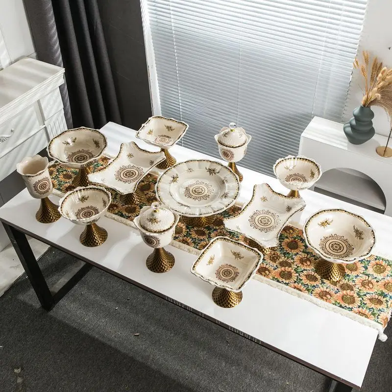 

Xinjiang ethnic style Uygur fruit plate set, European home ceramic fruit plate 12 sets