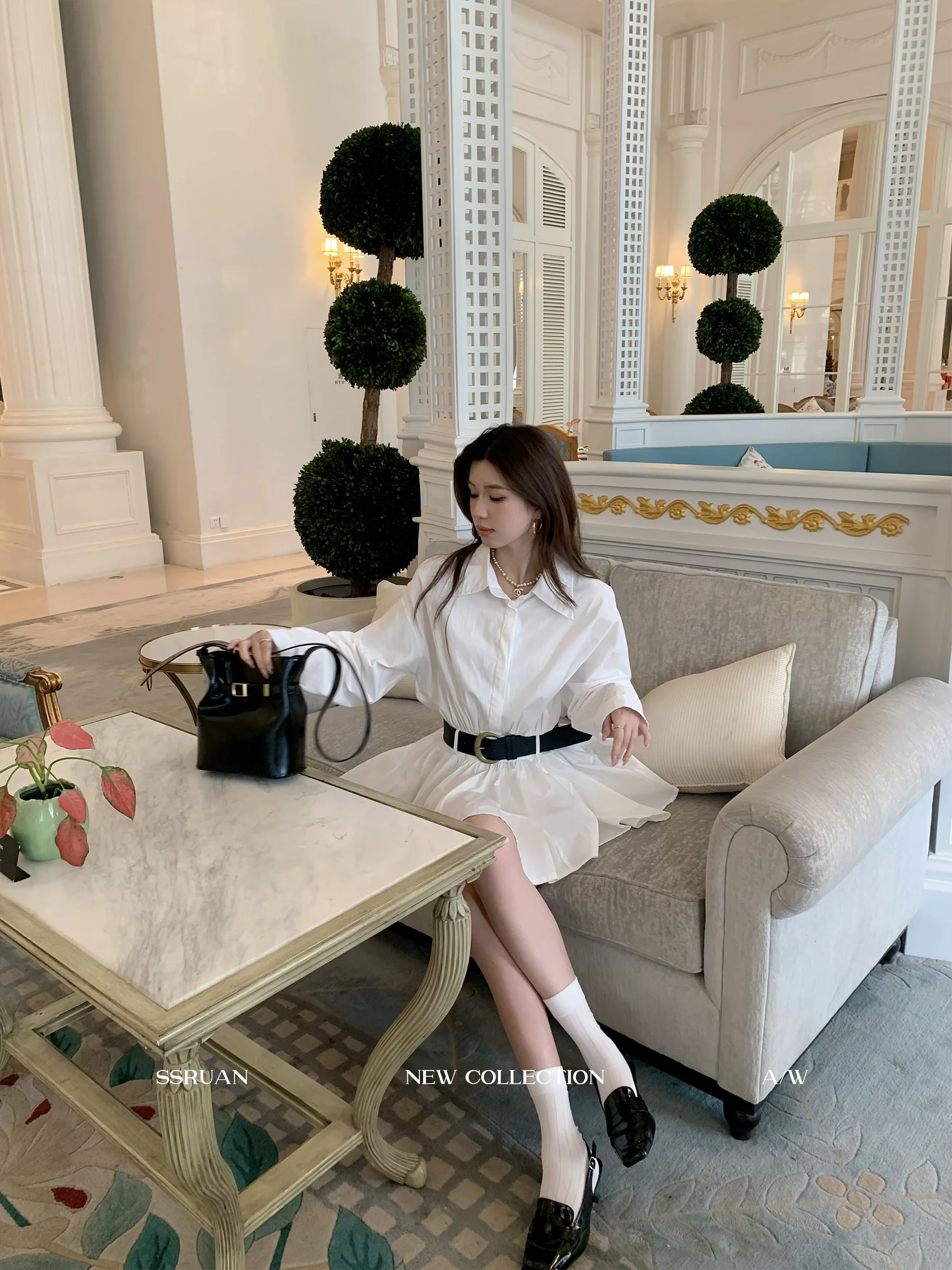 

Sam Seoi Early Autumn Long Sve irt Women's Slim Fit Faionable Personali plus Size Upper Body Breathable Skin-friendly