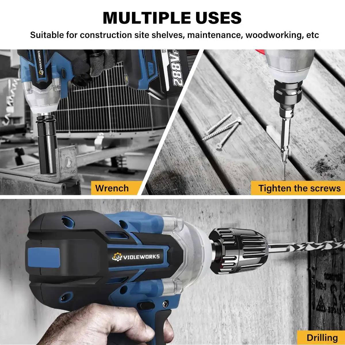Imagem -04 - Violeworks Brushless Chave de Impacto Elétrica Chave de Fenda sem Fio Ferramenta Elétrica para Makita 18v Bateria 1000 nm 2