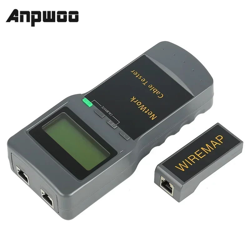 ANPWOO جهاز اختبار شبكة LCD المحمول واختبار كابل الهاتف LAN ومقياس مع شاشة LCD RJ45