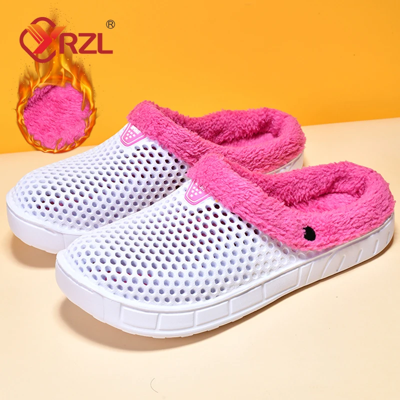 YRZL Winter Slippers Women Shoes Indoor Warm Shoes Non Slip Cotton Pantoffels Casual Clogs Slip on House Floor Slippers for Men