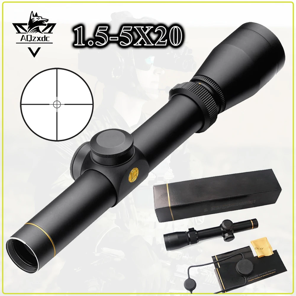 

Tactical 1.5-5x20 Scope Long Range Optics Riflescope Reticle Airsoft Sight Accessories for Hunting Shooting