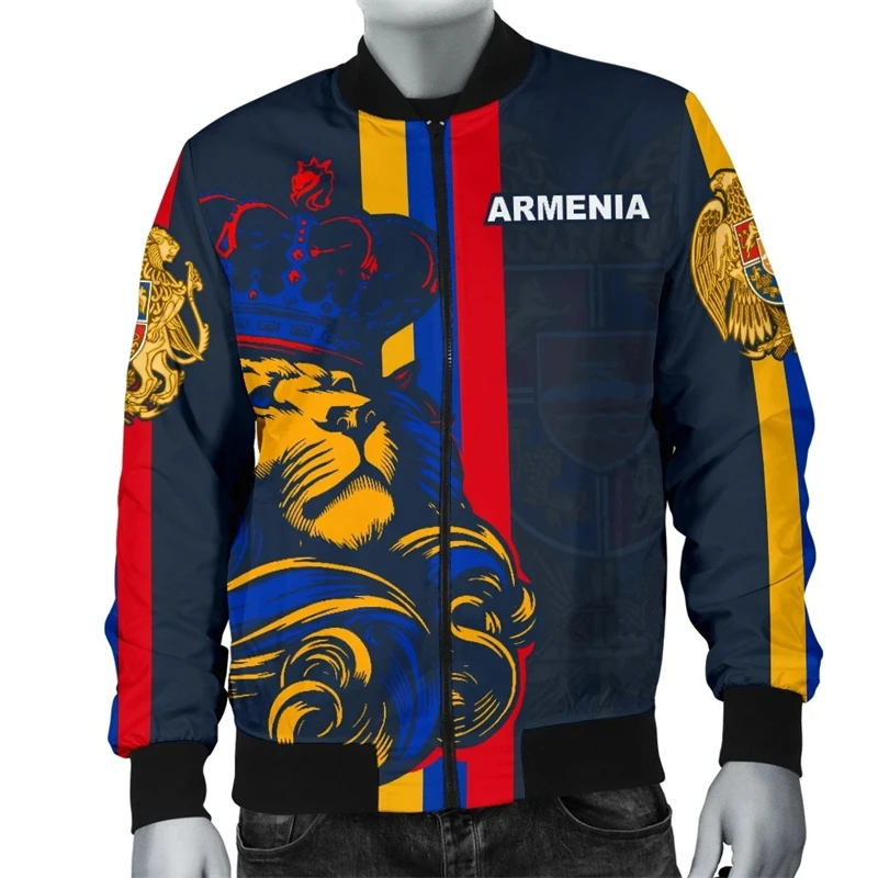 Armenia Flag Graphic Jacket For Men Full Print Oversized New In Jackets Coat Streetwear Mens Spring Autumn Chamarras Para Hombre