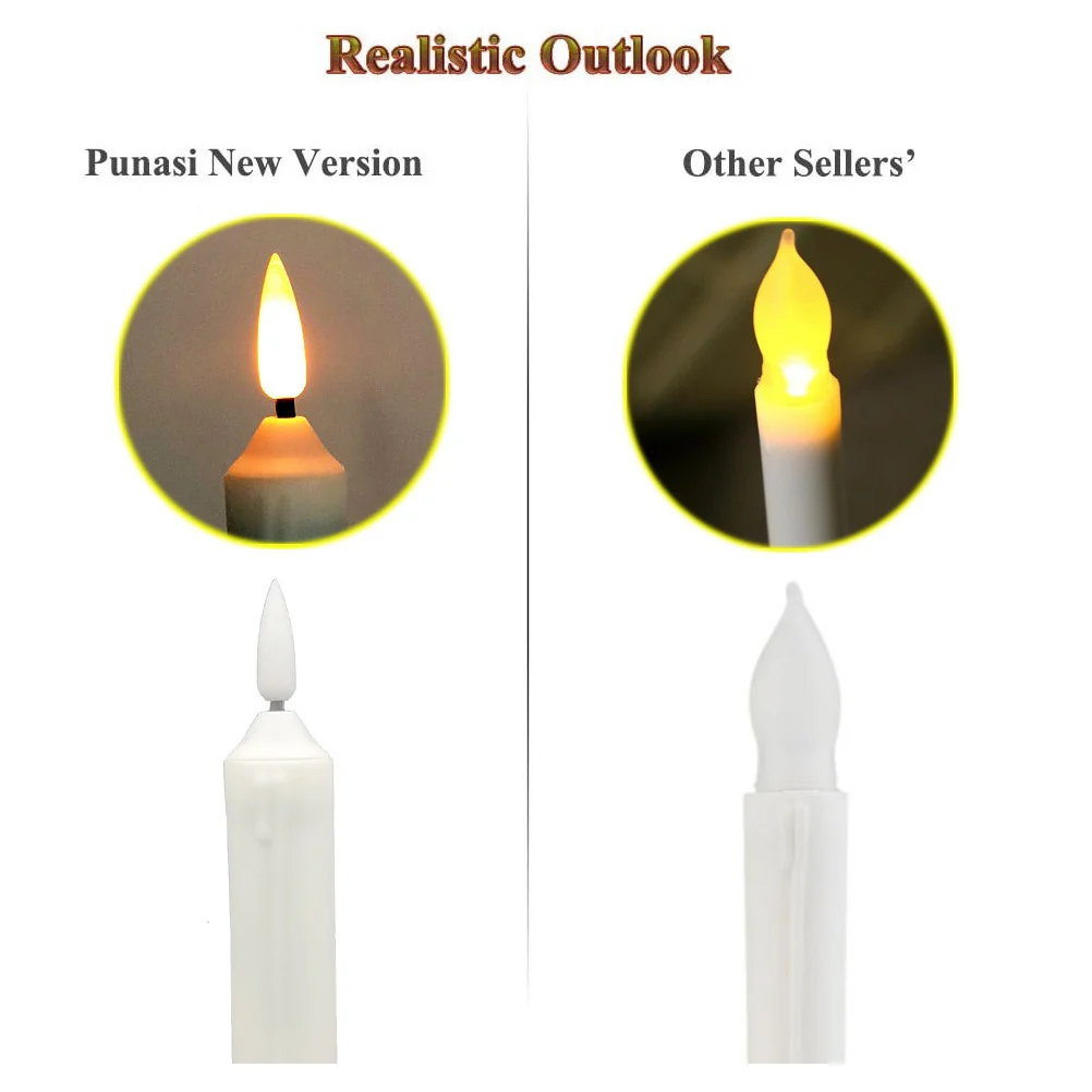 

12Pcs Electronic Flameless Candles Creative Design Romantic Light Effect Wedding Valentine's Day Dinner Party Decorative Light