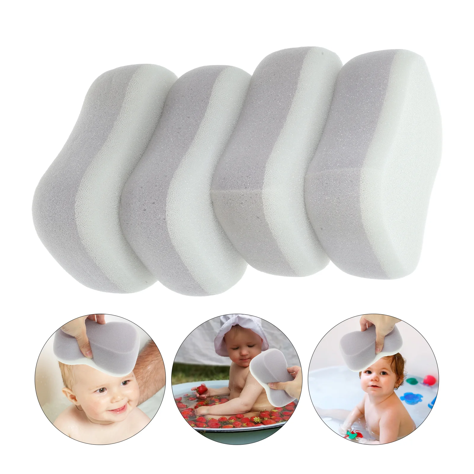 

4 Pcs Bath Sponge Portable Bathing Sponges Comfortable Baby Infant Double-sided Practical Supple