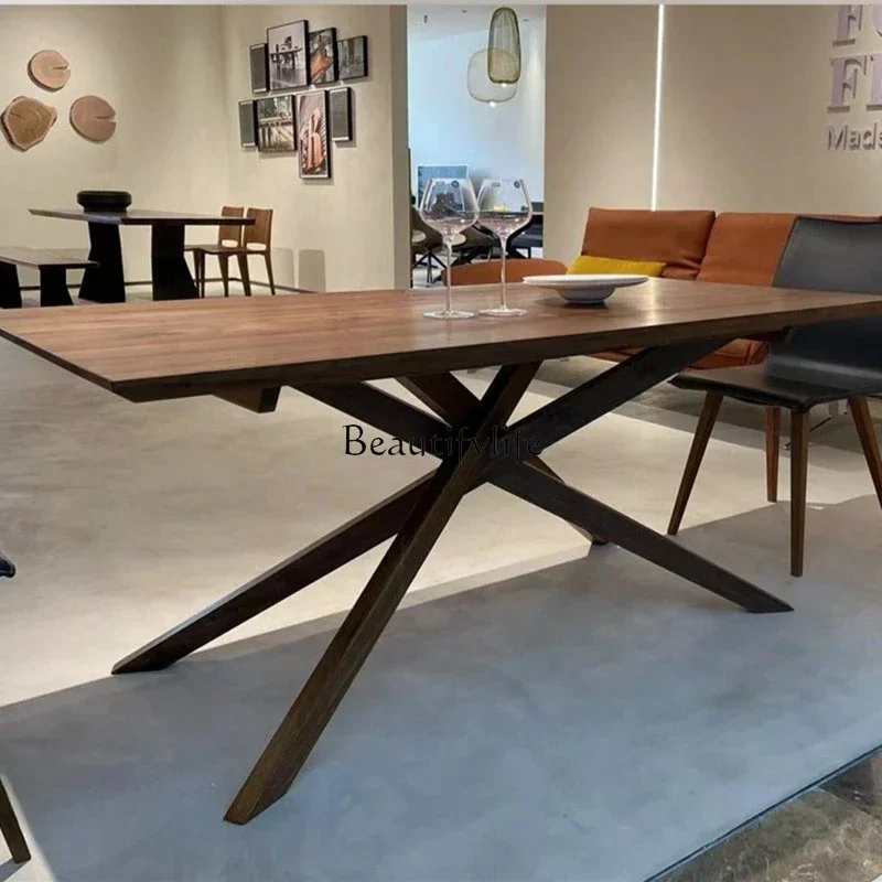 

LNorth American black walnut dining table full solid wood large board Nordic desk