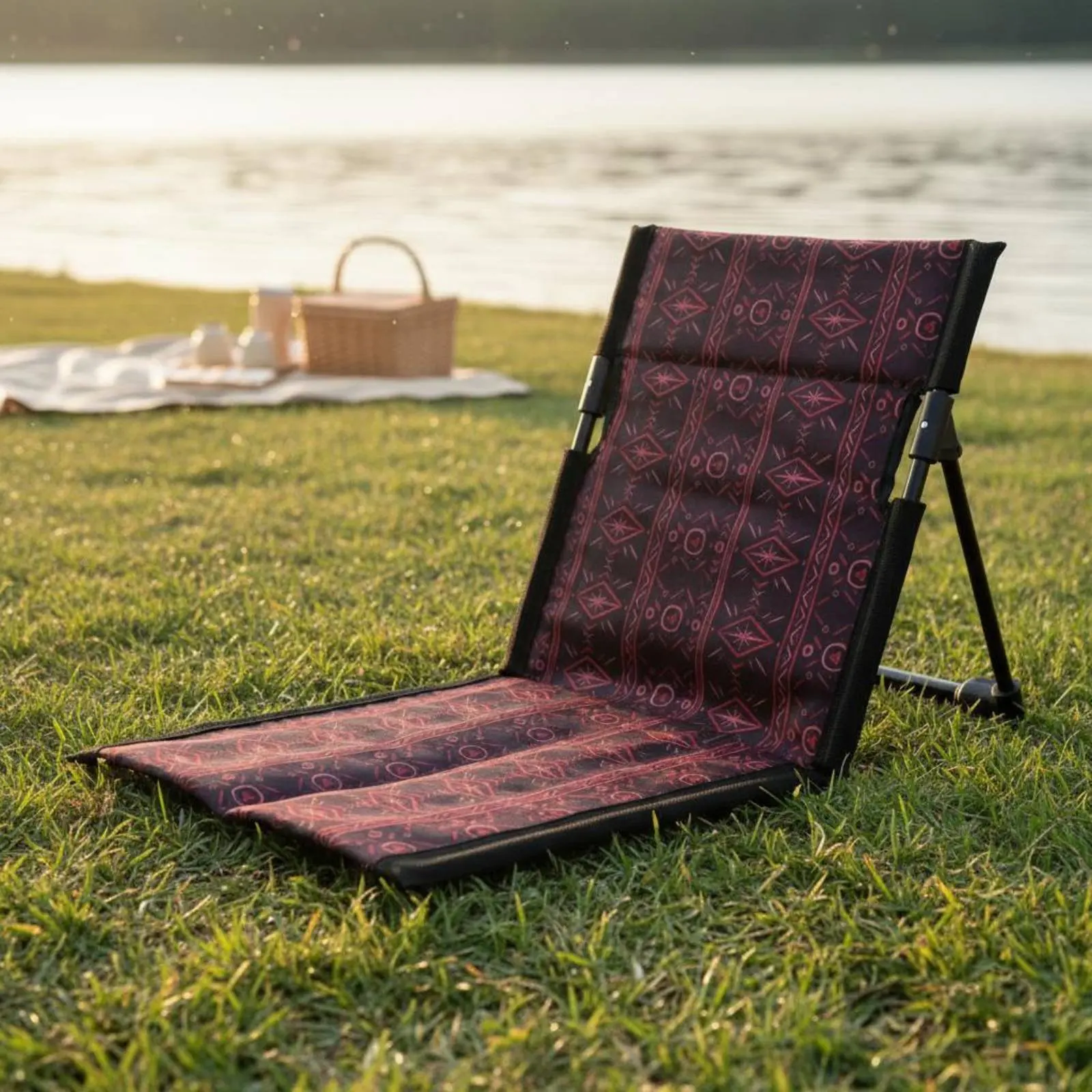 Folding Beach Chair Foldable Portable Ground Seat Low-Outline Lawn Lounger Lightweight Outdoor Furniture for Outdoor Meal