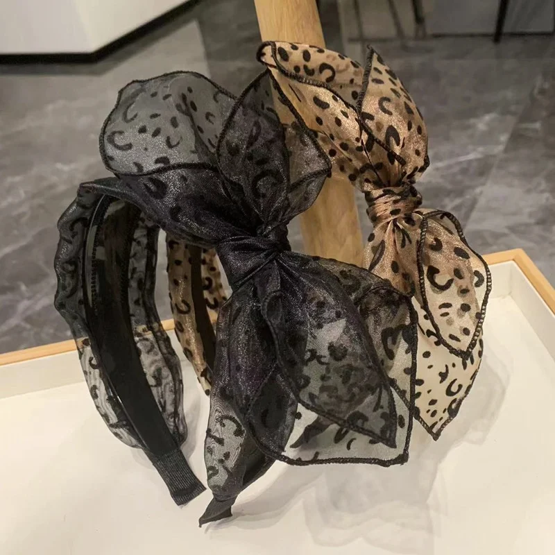 Modisches Spitzen-Schleifen-Stirnband für Frauen und Mädchen, Elegantes Großes Netz-Schleifen-Haarband, Niedlicher Haarreif, Haar-Accessoires für den Alltag und Partys – Detail 6