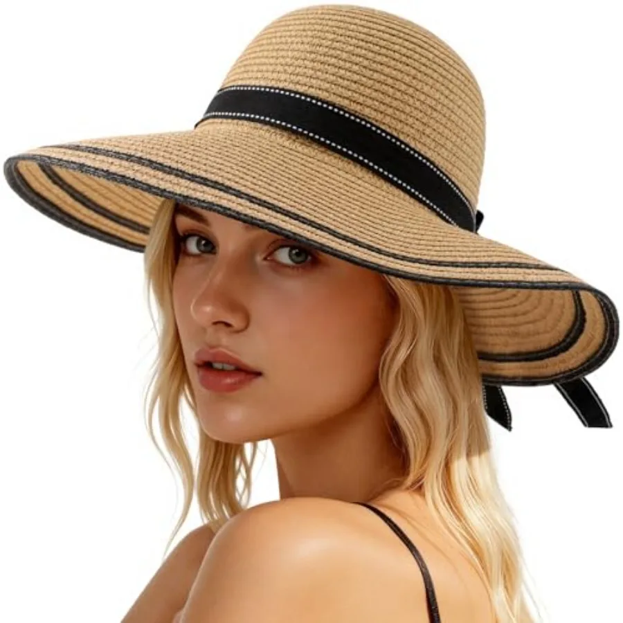 

Beach Hats for Women, Wide Brim Sun Straw Hat for Women, Sun Hat UPF 50+ UV Protection