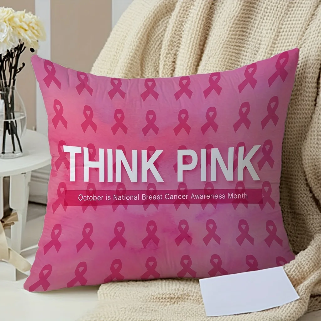 Think Pink Pillow - Breast Cancer Awareness, Adds Support, Hope, and a Touch of Inspirational Comfort to Your Living Space