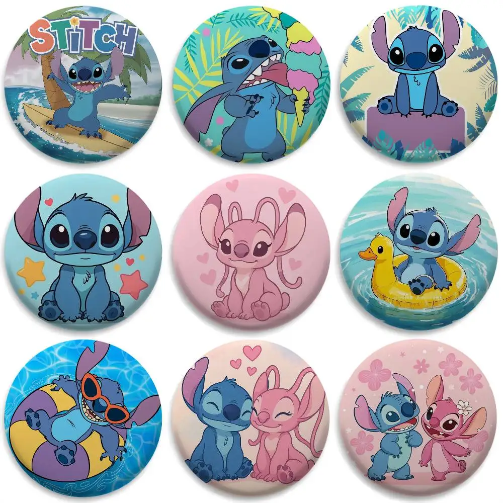 

Stitch Cute Cartoon Badges Round Exquisite Badge Brooches Creative Pins For Clothes Hat Backpack Gift Accessories