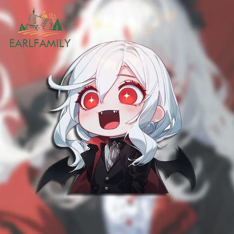 EARLFAMILY 13cm X 12.5cm for Vampire Cute Chibi Peek Car Sticker Occlusion Scratch Simple Decals Kawaii Windows Laptop Decor