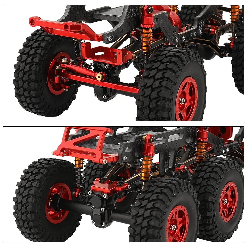 Metal 6×6 LCG Carbon Fiber Beam Frame With Metal Alloy Axles Gearbox Wheel Rims for 1/24 Axial SCX24 6×6 Upgrade Part