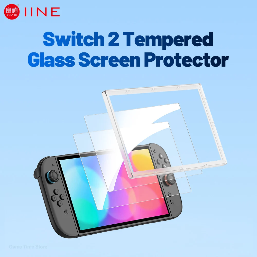 IINE Screen Protector for Nintendo Switch 2 Tempered Glass Gamepads Accessories Anti-blue Light Transparent 9H Glass Ultra Clear