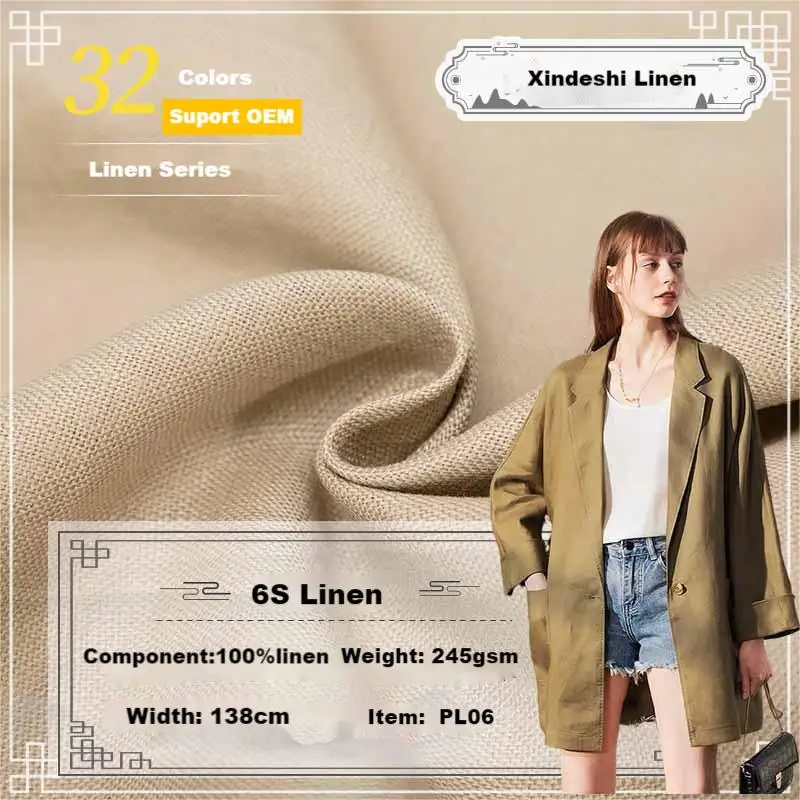 1/2/5M Thick 6sx6s 245g  Pure Linen Fabric for Spring Autumn Coats Shorts Trousers for Men and Women Clothing Sewing by Meter