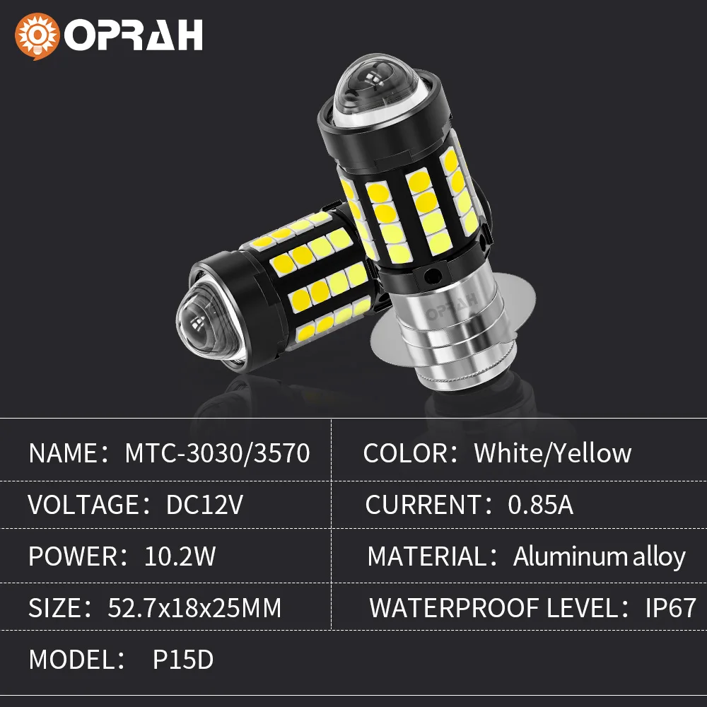 P15D LED Motorcycle Headlight Hi/Lo Beam Dual Color White Amber Fog Lamp Motorbike Lamp 12V for Motobike Scooter Running Light - view 6