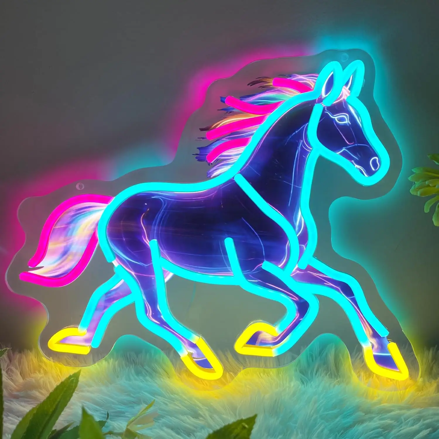 Horse Night Light Neon Sign Decor Lamp Birthday Gifts USB Powered LED Light Bar Gaming Room Kids Room Bedroom Decoration Gift
