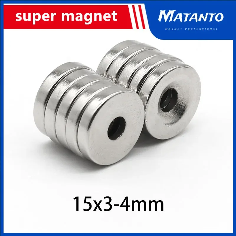 5/10/20/30/50/100PCS 15X3-4mm Small Round Search Magnet 15X3 With Hole 15x3-4mm Countersunk Neodymium Magnet Disc 15*3-4 N35