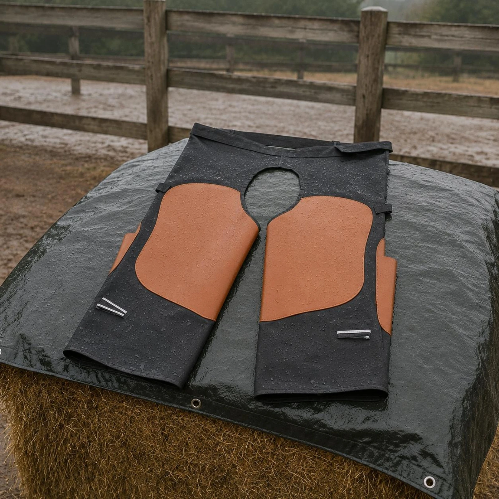 Hoof-Trimming Apron Reinforced Panels Hoof Trimming Apron Farrier Leg Guards Cutout Crotch Encircling Leg Guard Side Pockets