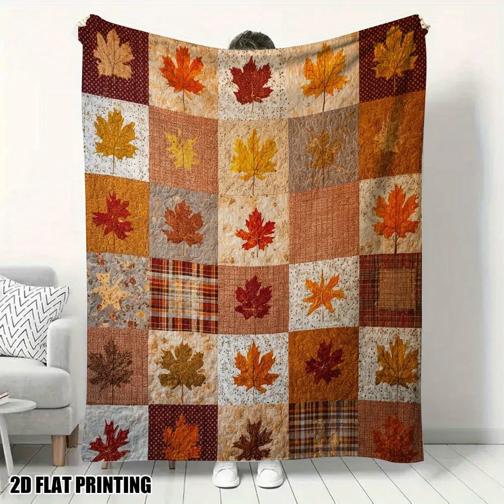 1pc of Soft Autumn Leaf Patterned Flannel Throw Blanket - Perfect for Use on Sofas, Beds, Chairs, And Carpets - The Perfect Cozy Option for Every Season