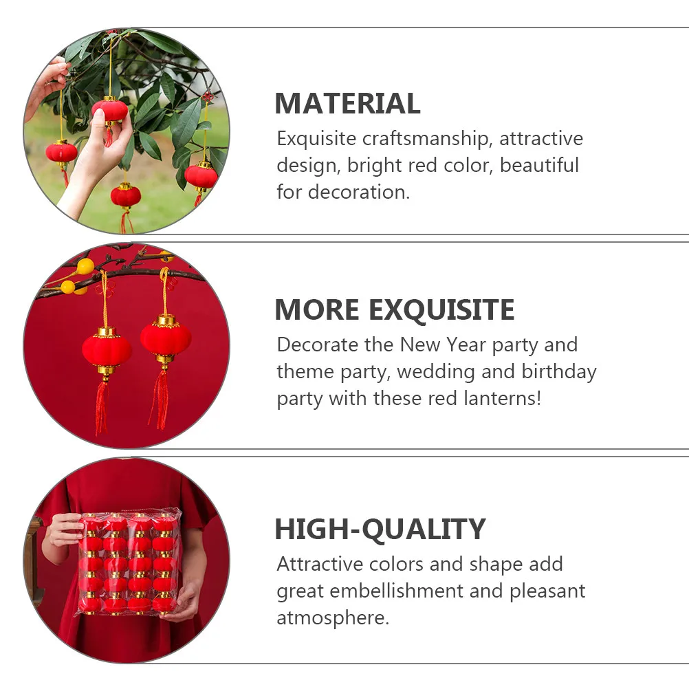 20Pcs Festive Lantern Decorations Lanterns for Spring Festival Red Lanterns Pendants New Year Party Hanging Ornaments
