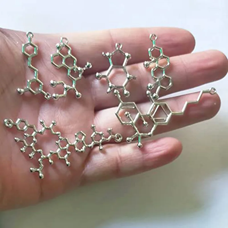 Dopamine/Serotonin/Caffeine/Oxytocin Molecule Necklace  Women Science Chemistry Charms Making For Pendant Jewelry Accessories