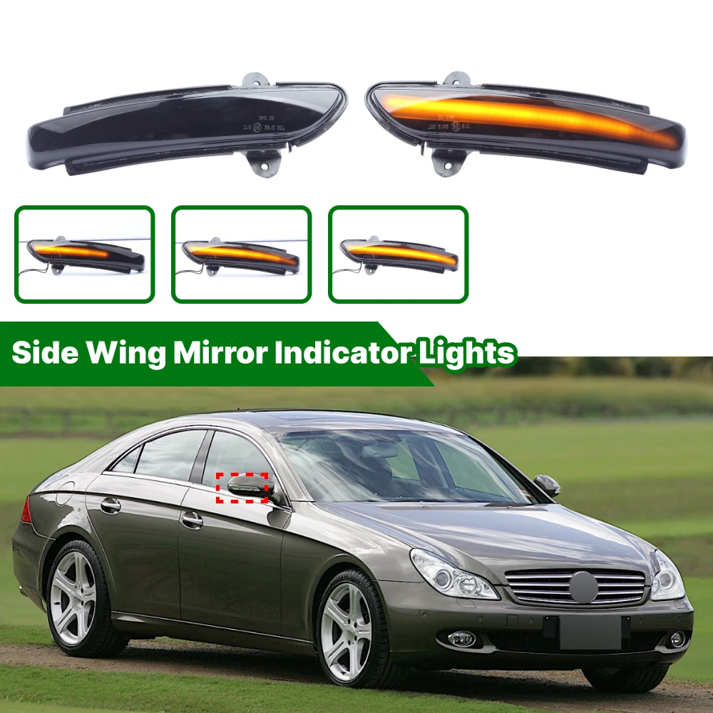 

2 шт. динамических светодиодных указателей поворота для боковых зеркал Mercedes-Benz E-Class, CLS-Class, S-Class, CL-Class