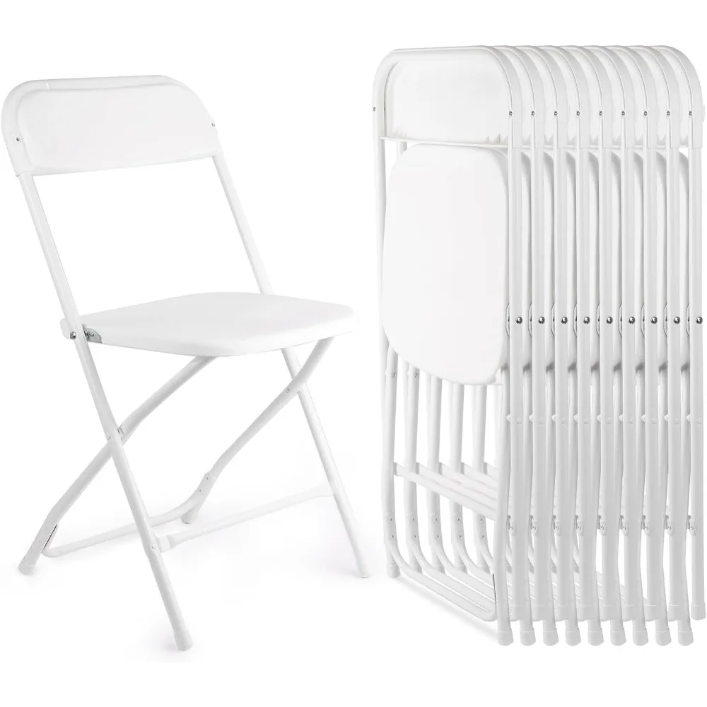 

10 Pack White Folding Chairs, Portable Stackable Commercial Foldable Chair, Indoor Outdoor Plastic Folding Chair for Events/Offi