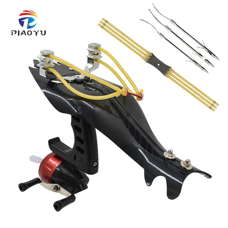 

Professional Outdoor Fishing Slingshot With Rubber Bands And Fishing Reel For Fishing High Velocity Catapult Kit for Adult