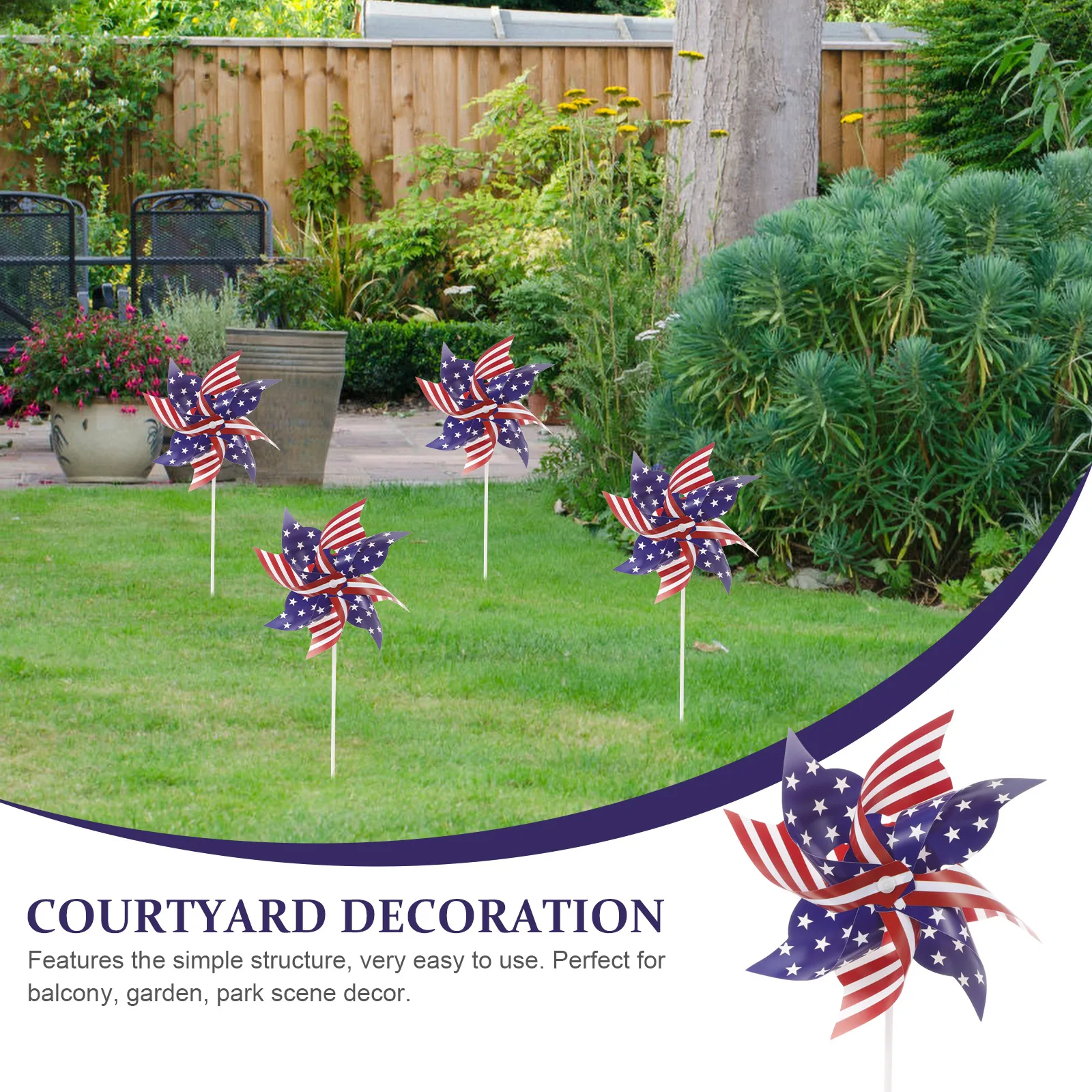 

12 Pcs Memorial Day Decoration Park Scene Garden Flag Party Decorations Windmill Decors Pinwheels Plastic Yard Windmills