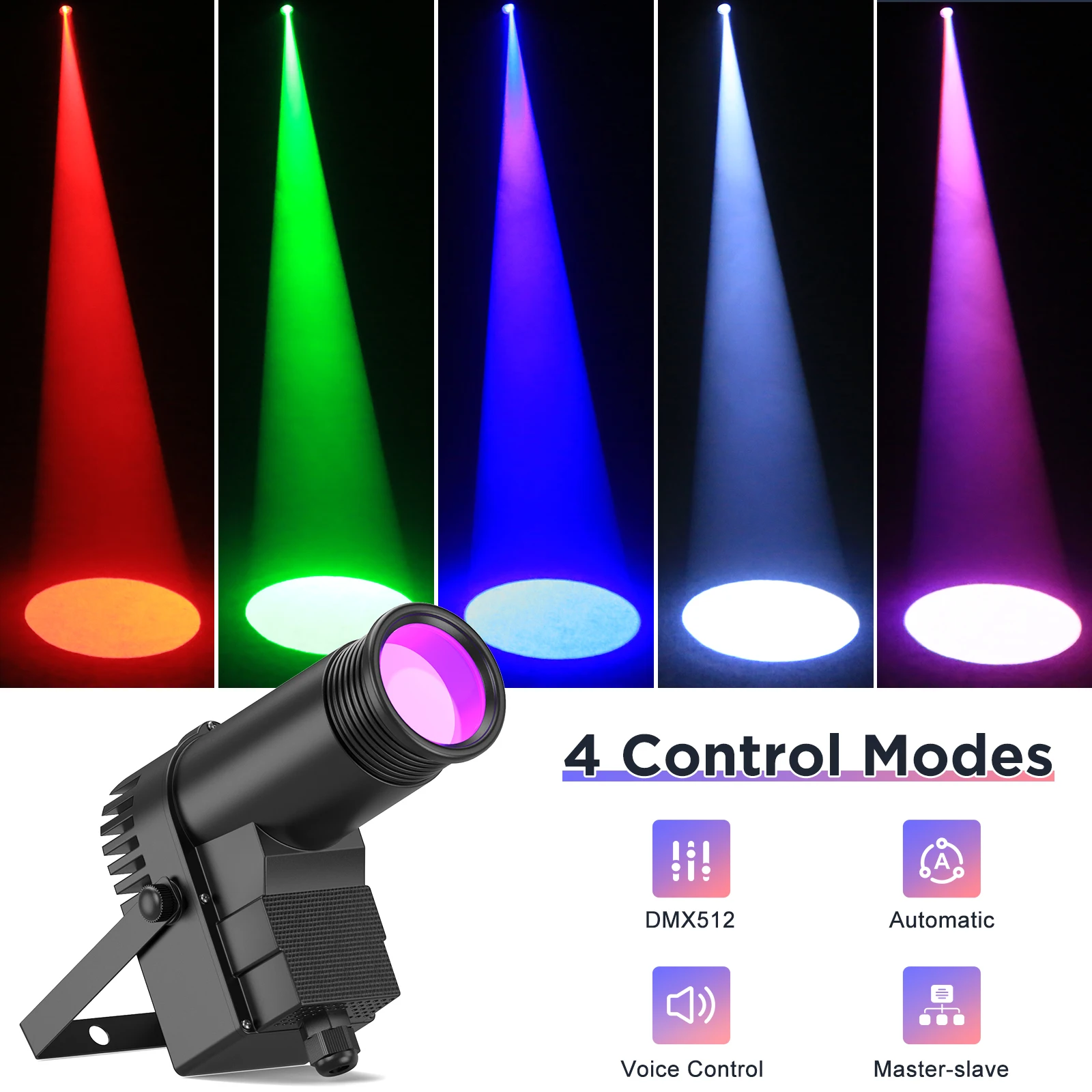 U'King 4PCS 30W RGBW LED Pinspot Light DMX512 Colorful Spotlight