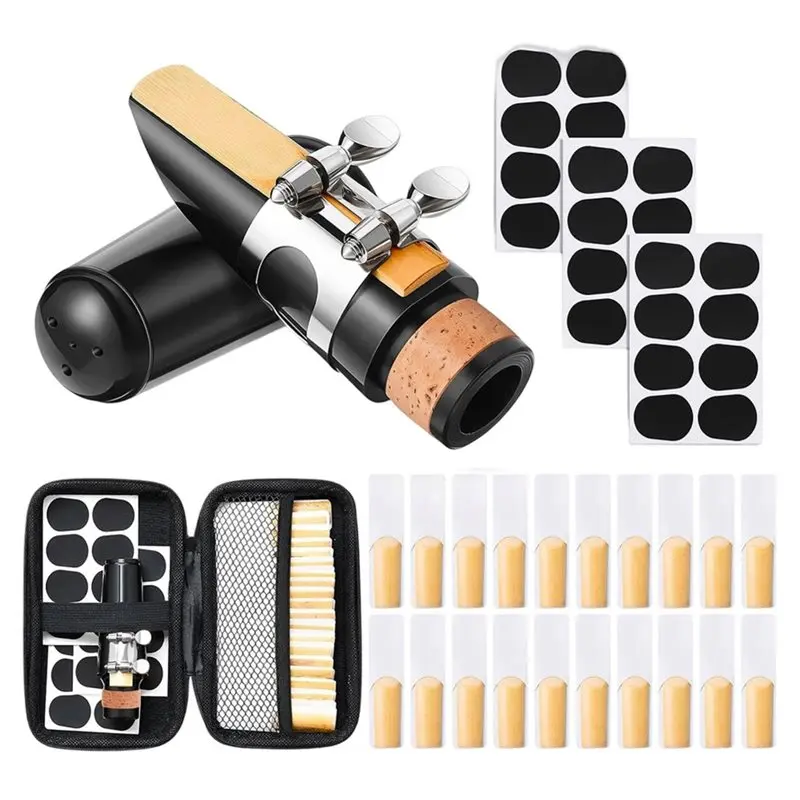ABVE-Replacement Kit 49 Pcs Clarinet With Ligature Mouthpiece Reeds 24 Mouthpiece Pads For Bb Clarinets Parts And Accessories
