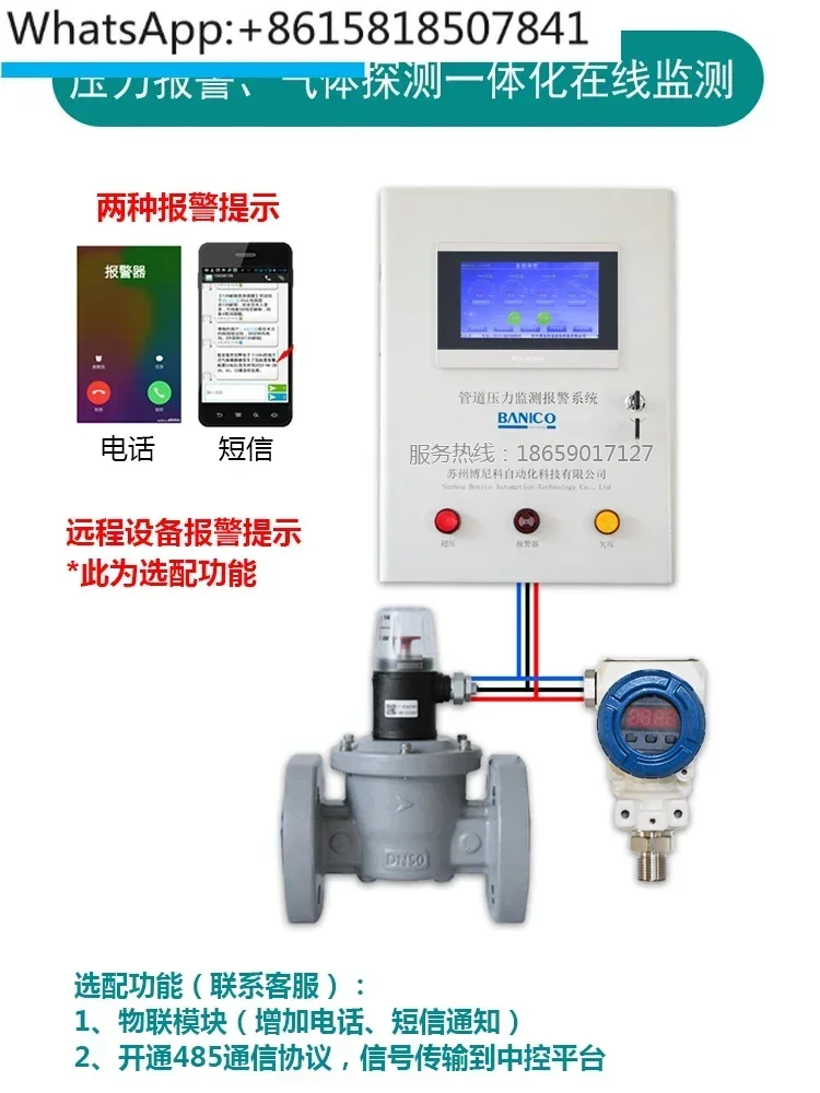 Natural gas pipeline pressure monitoring, overpressure and underpressure explosion-proof cut-off