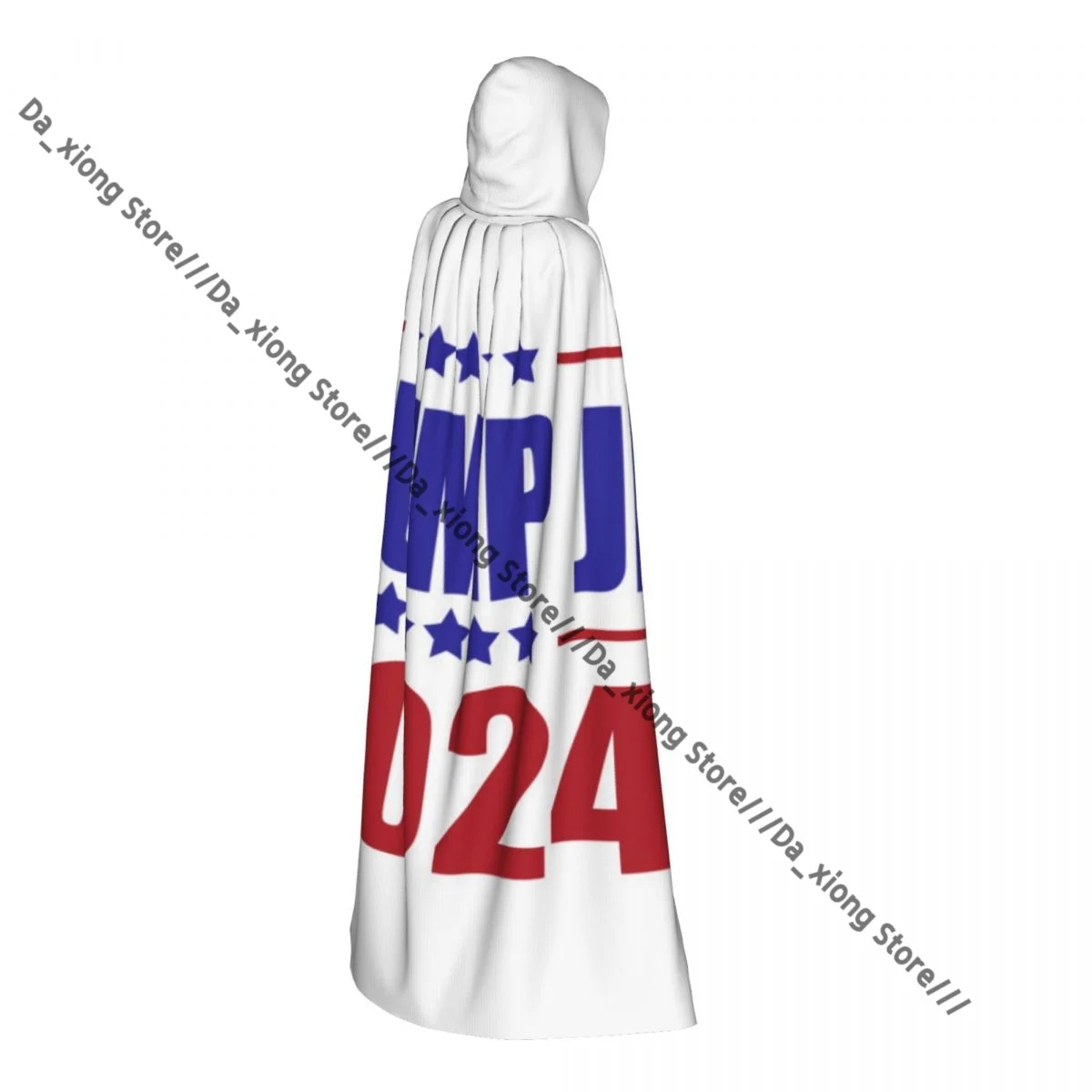 Witch Long Hooded Robe Trump 2024 Flag Print Halloween Cloak Cosplay Costumes for Adult