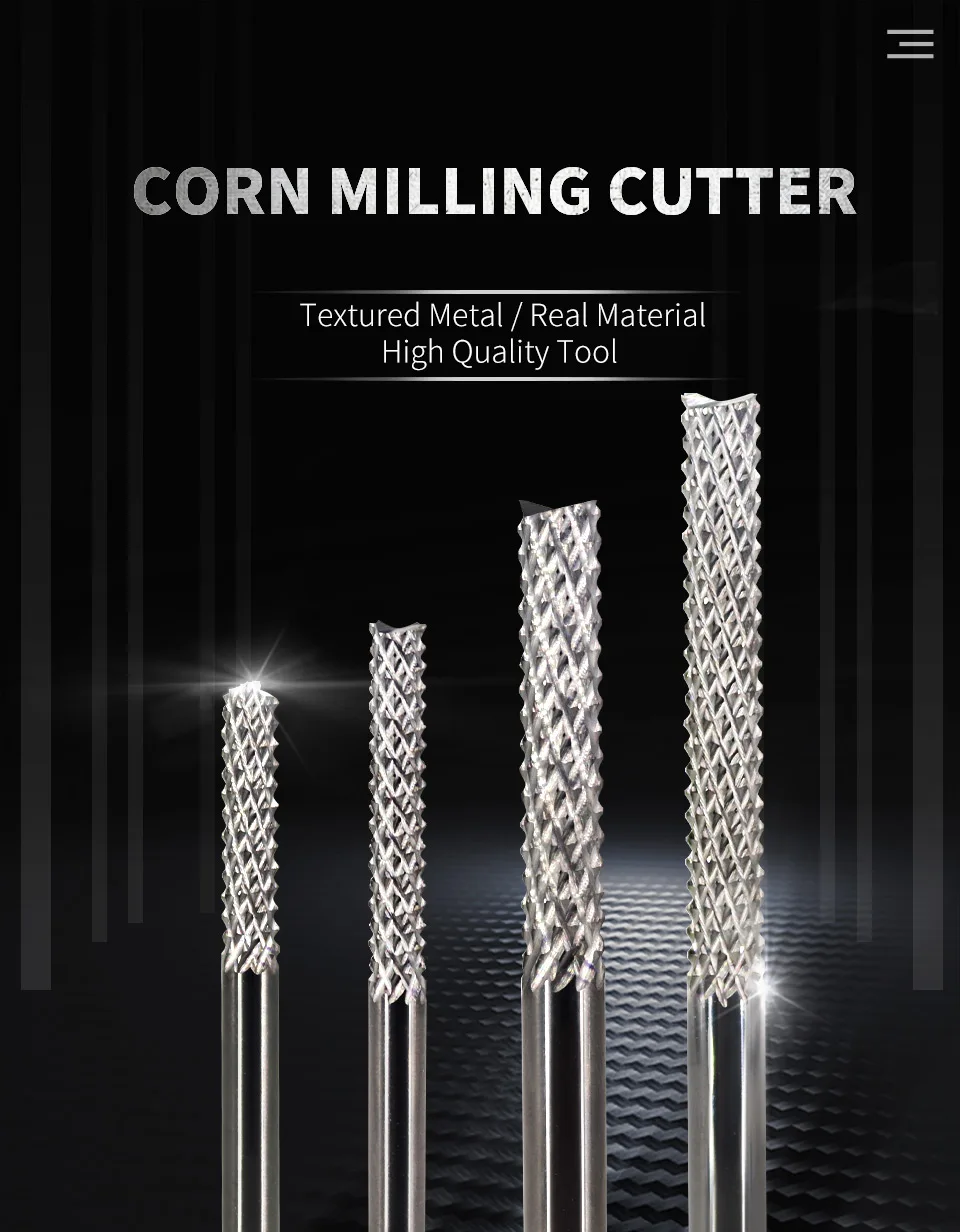 3,175/4/6mm Schaft PCB Mais Zähne Fräser Hartmetall Wolfram Schaftfräser 2 Flöten Holz Router Bits CNC Schneiden Werkzeuge Für ABS MD – Detail 2