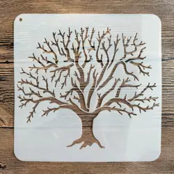 Molde de mandala DIY para pintar plantillas, álbum de fotos estampado, tarjeta de papel en relieve en madera, tela de pared, árbol de la vida, 20x20 cm