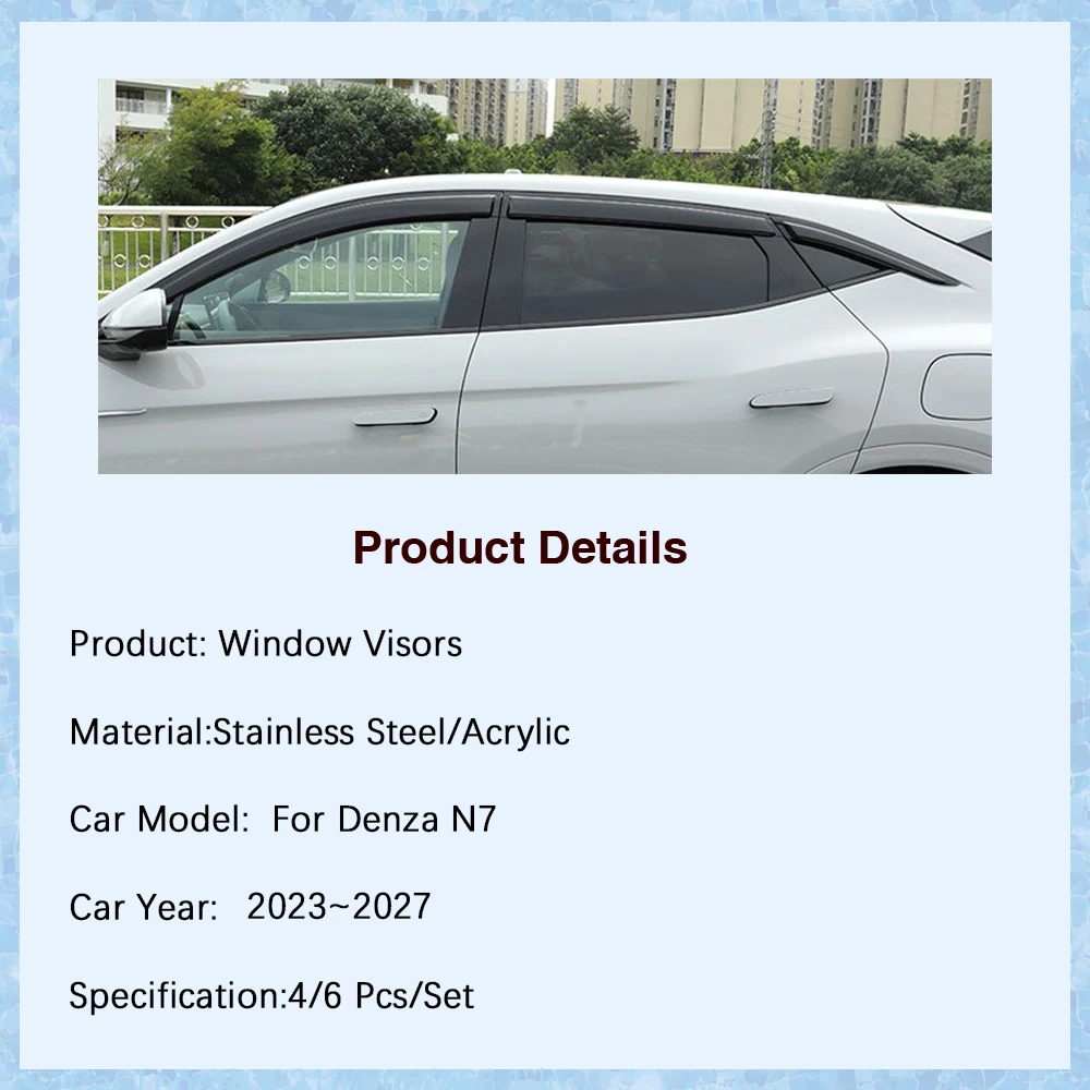 Pelindung Jendela Mobil Untuk BYD Denza N7 2023 2024 2025 2026 2027 Pelindung Hujan Matahari Salju Penahan Angin Ventilasi Aksesoris Mobil