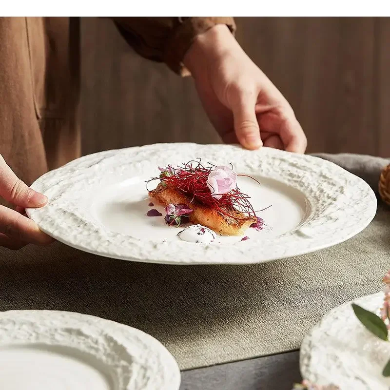 White Ceramic Dinner Plate Household Steak Spaghetti Dish Sushi Fish Dishes Dim Sum Dessert Tray Salad Plates